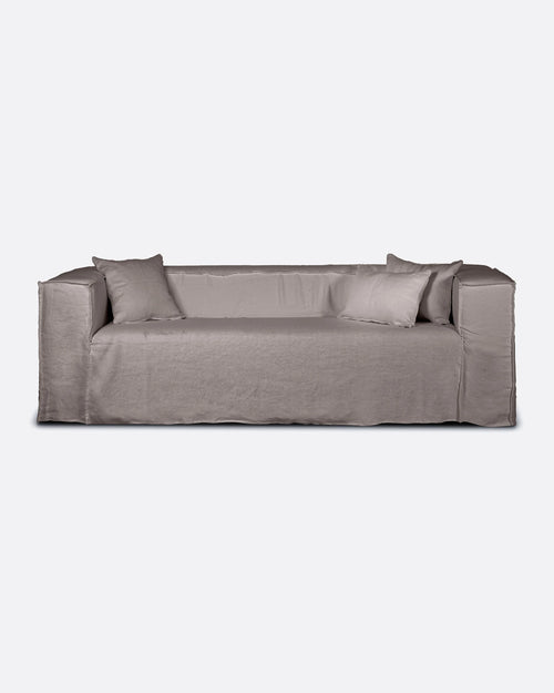 Sofá STROZZI 2/3 plazas con funda de lino 220 x 95 x 65 cm en color topo