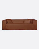Sofá STROZZI 3/4 plazas con funda de lino 260 x 95 x 65 cm en color terracota