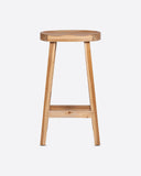Taburete alto KING de madera de teca reciclada 44 x 38 x 79 cm en color natural