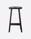 Taburete alto KING de madera de teca reciclada 44 x 38 x 79 cm en color negro