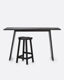 Taburete alto KING de madera de teca reciclada 44 x 38 x 79 cm en color negro
