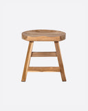 Taburete KING de madera de teca reciclada 44 x 38 x 45 cm en color natural