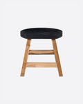 Taburete KING de madera de teca reciclada 44 x 38 x 45 cm en color natural y negro