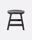 Taburete KING de madera de teca reciclada 44 x 38 x 45 cm en color negro