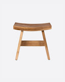 Taburete U de madera de teca 47 x 26 x 45 cm en color natural