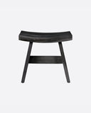 Taburete U de madera de teca 47 x 26 x 45 cm en color negro