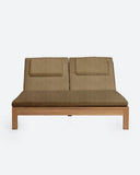 Tumbona de exterior GENESIS de madera de teca 201 x 139 x 27 cm con colchón color arena (sand)