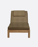Tumbona de exterior GENESIS de madera de teca 201 x 78 x 27 cm con colchón color arena (Sand)