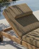 Tumbona de exterior GENESIS de madera de teca 201 x 78 x 27 cm con colchón color arena (Sand)