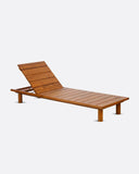 Tumbona de exterior TOPRAK de madera de teca 200 x 70 x 25 cm con colchón blanco