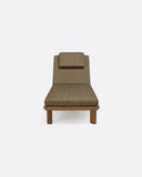 Tumbona de exterior TOPRAK en teca natural, 200 x 70 x 25 cm, con colchón color arena (Sand)