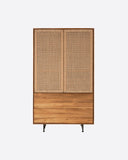 Vitrina CORA de madera de teca, hierro y cuerda de papel 100 x 45 x 176 cm