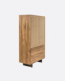 Vitrina CORA de madera de teca, hierro y cuerda de papel 100 x 45 x 176 cm
