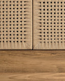 Vitrina CORA de madera de teca, hierro y cuerda de papel 100 x 45 x 176 cm