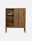 Vitrina EROSI de madera de teca reciclada 110 x 45 x 130 cm en color natural