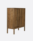 Vitrina EROSI de madera de teca reciclada 110 x 45 x 130 cm en color natural